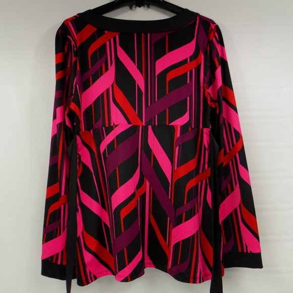 INC International Concepts Long Sleeve Blouse With Attached Belt Back Tie Size L - Picture 6 of 7